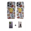 MARSİLYAN™- iPhone 13 Pro Max Kılıf Nova Doku Koleksiyonu - Siyah Bilvis Hayalet Cam Ekran Koruyucu + Neon Fosforlu Kamera Lens - YL