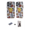 MARSİLYAN™- iPhone 13 Pro Max Kılıf Nova Doku Koleksiyonu - Siyah Bilvis Hayalet Cam Ekran Koruyucu + Renkli Kamera Lens Koruma Cam - PE