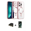 MARSİLYAN™- iPhone 13 Pro Max Kılıf Nova Işık Özel Seri - Şeffaf 360 Full Body Arka Koruyucu + Raze Metal Kamera Lens - GD