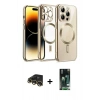 MARSİLYAN™- iPhone 13 Pro Max Kılıf Nova Işık Özel Seri - Şeffaf 360 Full Body Arka Koruyucu + Raze Metal Kamera Lens - GD