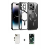 MARSİLYAN™- iPhone 13 Pro Max Kılıf Nova Işık Özel Seri - Şeffaf 360 Full Body Arka Koruyucu + Gold Shine Kamera Lens