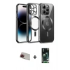 MARSİLYAN™- iPhone 13 Pro Max Kılıf Nova Işık Özel Seri - Şeffaf 360 Full Body Arka Koruyucu + Rainbow Kamera Lens Koruma Cam - KI
