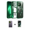 MARSİLYAN™- iPhone 13 Pro Max Kılıf Nova Işık Özel Seri - Şeffaf 360 Full Body Arka Koruyucu + Neon Fosforlu Kamera Lens - YL