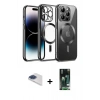 MARSİLYAN™- iPhone 13 Pro Max Kılıf Nova Işık Özel Seri - Şeffaf 360 Full Body Arka Koruyucu + Pers Alüminyum Kamera Lens - LT
