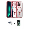 MARSİLYAN™- iPhone 13 Pro Max Kılıf Nova Işık Özel Seri - Şeffaf 360 Full Body Arka Koruyucu + Pers Alüminyum Kamera Lens - LT