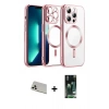MARSİLYAN™- iPhone 13 Pro Max Kılıf Nova Işık Özel Seri - Şeffaf 360 Full Body Arka Koruyucu + Rainbow Kamera Lens Koruma Cam - BZ