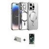 MARSİLYAN™- iPhone 13 Pro Max Kılıf Nova Işık Özel Seri - Şeffaf 360 Full Body Arka Koruyucu + Rainbow Kamera Lens Koruma Cam - REGD