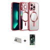 MARSİLYAN™- iPhone 13 Pro Max Kılıf Nova Işık Özel Seri - Şeffaf 360 Full Body Arka Koruyucu + Rainbow Kamera Lens Koruma Cam - BZ