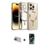 MARSİLYAN™- iPhone 13 Pro Max Kılıf Nova Işık Özel Seri - Şeffaf 360 Full Body Arka Koruyucu + Rainbow Kamera Lens Koruma Cam - MI