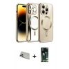 MARSİLYAN™- iPhone 13 Pro Max Kılıf Nova Işık Özel Seri - Şeffaf 360 Full Body Arka Koruyucu + Rainbow Kamera Lens Koruma Cam - REGD