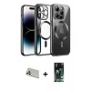 MARSİLYAN™- iPhone 13 Pro Max Kılıf Nova Işık Özel Seri - Şeffaf 360 Full Body Arka Koruyucu + Rainbow Kamera Lens Koruma Cam - BZ