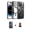 MARSİLYAN™- iPhone 13 Pro Max Kılıf Nova Işık Özel Seri - Şeffaf Maxco Cam Ekran Koruyucu + Neon Fosforlu Kamera Lens - MI