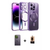 MARSİLYAN™- iPhone 13 Pro Max Kılıf Nova Işık Özel Seri - Şeffaf Maxco Cam Ekran Koruyucu + Neon Fosforlu Kamera Lens - YL