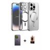 MARSİLYAN™- iPhone 13 Pro Max Kılıf Nova Işık Özel Seri - Şeffaf Maxco Cam Ekran Koruyucu + Neon Fosforlu Kamera Lens - YL