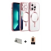 MARSİLYAN™- iPhone 13 Pro Max Kılıf Nova Işık Özel Seri - Şeffaf Maxco Cam Ekran Koruyucu + Rainbow Kamera Lens Koruma Cam - BZ