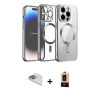 MARSİLYAN™- iPhone 13 Pro Max Kılıf Nova Işık Özel Seri - Şeffaf Maxco Cam Ekran Koruyucu + Sierra Blue Pers Alüminyum Kamera Lens