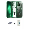 MARSİLYAN™- iPhone 13 Pro Max Kılıf Nova Işık Özel Seri - Şeffaf Pasifik Cam Ekran Koruyucu + Mavi Renkli Kamera Lens Koruma Cam