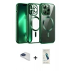 MARSİLYAN™- iPhone 13 Pro Max Kılıf Nova Işık Özel Seri - Şeffaf Pasifik Cam Ekran Koruyucu + Pers Alüminyum Kamera Lens - LT