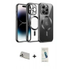 MARSİLYAN™- iPhone 13 Pro Max Kılıf Nova Işık Özel Seri - Şeffaf Pasifik Cam Ekran Koruyucu + Rainbow Kamera Lens Koruma Cam - BZ