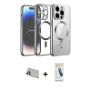MARSİLYAN™- iPhone 13 Pro Max Kılıf Nova Işık Özel Seri - Şeffaf Pasifik Cam Ekran Koruyucu + Rainbow Kamera Lens Koruma Cam - BZ