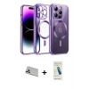 MARSİLYAN™- iPhone 13 Pro Max Kılıf Nova Işık Özel Seri - Şeffaf Pasifik Cam Ekran Koruyucu + Rainbow Kamera Lens Koruma Cam - BZ