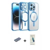 MARSİLYAN™- iPhone 13 Pro Max Kılıf Nova Işık Özel Seri - Şeffaf Pasifik Cam Ekran Koruyucu + Renkli Kamera Lens Koruma Cam - YL