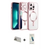 MARSİLYAN™- iPhone 13 Pro Max Kılıf Nova Işık Özel Seri - Şeffaf Pasifik Cam Ekran Koruyucu + Rainbow Kamera Lens Koruma Cam - REGD