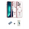 MARSİLYAN™- iPhone 13 Pro Max Kılıf Nova Işık Özel Seri - Şeffaf Pasifik Cam Ekran Koruyucu + Shine Kamera Lens Koruma Cam - PE