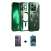 MARSİLYAN™- iPhone 13 Pro Max Kılıf Nova Işık Özel Seri - Siyah 18D Cam Ekran Koruyucu + Neon Fosforlu Kamera Lens - BZ