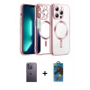 MARSİLYAN™- iPhone 13 Pro Max Kılıf Nova Işık Özel Seri - Siyah 18D Cam Ekran Koruyucu + Neon Fosforlu Kamera Lens - BZ