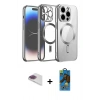 MARSİLYAN™- iPhone 13 Pro Max Kılıf Nova Işık Özel Seri - Siyah 18D Cam Ekran Koruyucu + Pers Alüminyum Kamera Lens - GI
