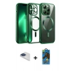 MARSİLYAN™- iPhone 13 Pro Max Kılıf Nova Işık Özel Seri - Siyah 18D Cam Ekran Koruyucu + Pers Alüminyum Kamera Lens - LT
