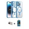 MARSİLYAN™- iPhone 13 Pro Max Kılıf Nova Işık Özel Seri - Siyah 18D Cam Ekran Koruyucu + Rainbow Kamera Lens Koruma Cam - KI