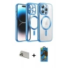 MARSİLYAN™- iPhone 13 Pro Max Kılıf Nova Işık Özel Seri - Siyah 18D Cam Ekran Koruyucu + Rainbow Kamera Lens Koruma Cam - REGD