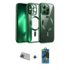 MARSİLYAN™- iPhone 13 Pro Max Kılıf Nova Işık Özel Seri - Siyah 18D Cam Ekran Koruyucu + Rainbow Kamera Lens Koruma Cam - MI