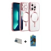 MARSİLYAN™- iPhone 13 Pro Max Kılıf Nova Işık Özel Seri - Siyah 18D Cam Ekran Koruyucu + Rainbow Kamera Lens Koruma Cam - MI