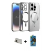 MARSİLYAN™- iPhone 13 Pro Max Kılıf Nova Işık Özel Seri - Siyah 18D Cam Ekran Koruyucu + Rainbow Kamera Lens Koruma Cam - REGD