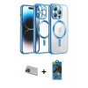 MARSİLYAN™- iPhone 13 Pro Max Kılıf Nova Işık Özel Seri - Siyah 18D Cam Ekran Koruyucu + Rainbow Kamera Lens Koruma Cam - MI