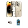 MARSİLYAN™- iPhone 13 Pro Max Kılıf Nova Işık Özel Seri - Siyah 18D Cam Ekran Koruyucu + Rainbow Kamera Lens Koruma Cam - KI
