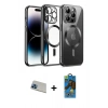 MARSİLYAN™- iPhone 13 Pro Max Kılıf Nova Işık Özel Seri - Siyah 18D Cam Ekran Koruyucu + Rainbow Kamera Lens Koruma Cam - MI