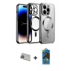 MARSİLYAN™- iPhone 13 Pro Max Kılıf Nova Işık Özel Seri - Siyah 18D Cam Ekran Koruyucu + Rainbow Kamera Lens Koruma Cam - MR