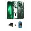 MARSİLYAN™- iPhone 13 Pro Max Kılıf Nova Işık Özel Seri - Siyah 18D Cam Ekran Koruyucu + Raze Metal Kamera Lens - GD