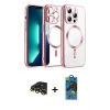 MARSİLYAN™- iPhone 13 Pro Max Kılıf Nova Işık Özel Seri - Siyah 18D Cam Ekran Koruyucu + Raze Metal Kamera Lens - GD