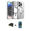 MARSİLYAN™- iPhone 13 Pro Max Kılıf Nova Işık Özel Seri - Siyah 18D Cam Ekran Koruyucu + Raze Metal Kamera Lens - GD