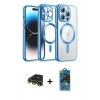 MARSİLYAN™- iPhone 13 Pro Max Kılıf Nova Işık Özel Seri - Siyah 18D Cam Ekran Koruyucu + Raze Metal Kamera Lens - GD