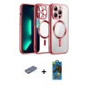 MARSİLYAN™- iPhone 13 Pro Max Kılıf Nova Işık Özel Seri - Siyah 18D Cam Ekran Koruyucu + Renkli Kamera Lens Koruma Cam - YL