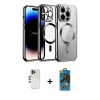 MARSİLYAN™- iPhone 13 Pro Max Kılıf Nova Işık Özel Seri - Siyah 18D Cam Ekran Koruyucu + Shine Kamera Lens - GD