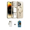 MARSİLYAN™- iPhone 13 Pro Max Kılıf Nova Işık Özel Seri - Siyah 18D Cam Ekran Koruyucu + Shine Kamera Lens - GD