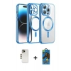 MARSİLYAN™- iPhone 13 Pro Max Kılıf Nova Işık Özel Seri - Siyah 18D Cam Ekran Koruyucu + Shine Kamera Lens - GD