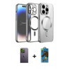 MARSİLYAN™- iPhone 13 Pro Max Kılıf Nova Işık Özel Seri - Siyah 18D Cam Ekran Koruyucu + Neon Fosforlu Kamera Lens - YL